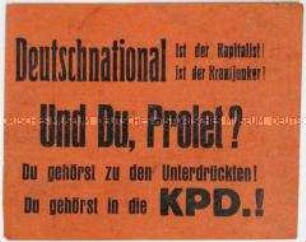 Handzettel der KPD zur Mitgliederwerbung