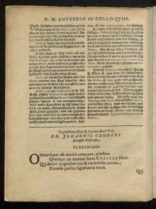 D. M. Lutherus In Colloquiis.