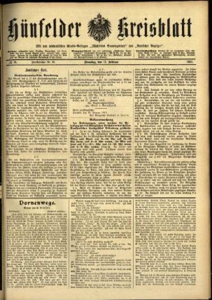 Ausgabe vom Dienstag, den 11. Februar 1913.