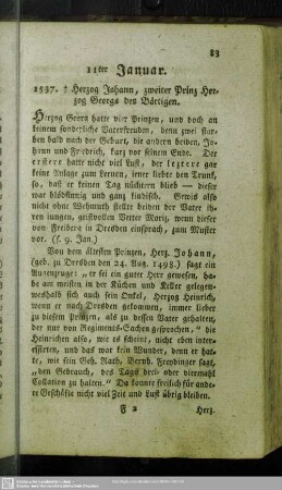 11ter Januar. 1537. † Herzog Johann, Sohn Herzog Georgs des Bärtigen