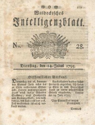No. 28, Dienstag, den 14. Julius 1795