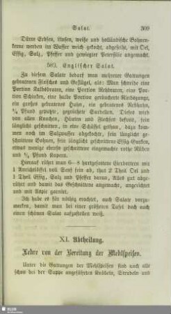 XI. Abtheilung. Lehre von der Bereitung der Mehlspeisen
