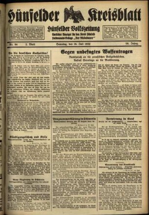 Zweite Ausgabe vom Samstag, den 16. Juli 1932.