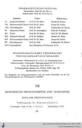 VII. Akademische Prüfungsämter und -ausschüsse