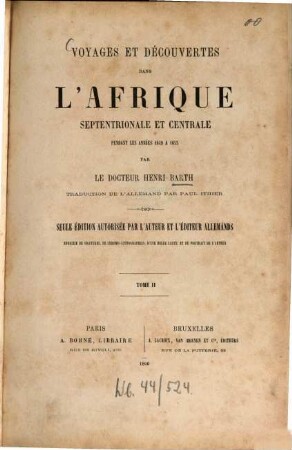 Voyages et découvertes dans l'Afrique Septentrionale et Centrale : pendant les années 1849 à 1855, 2