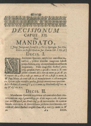 Decisionum Caput XII. De Mandato, ...