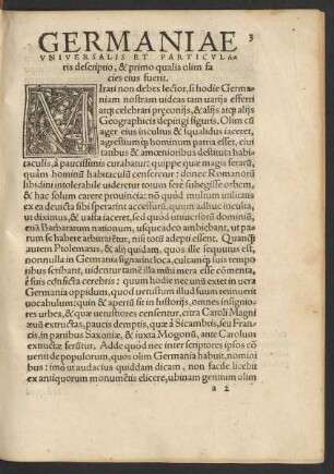 Germaniae Universalis Et Particularis descriptio ...