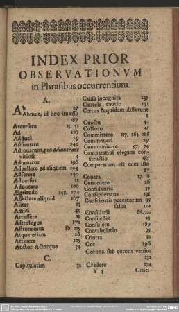 Index Prior Observationum in Phrasibus occurrentium
