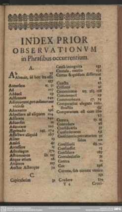 Index Prior Observationum in Phrasibus occurrentium