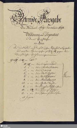 Getreyde Ausgabe