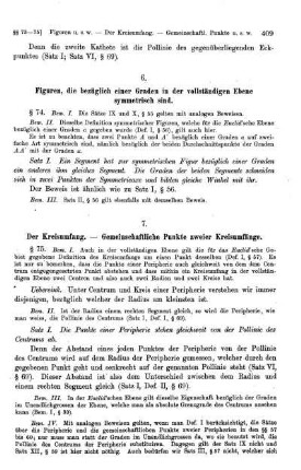 6. Figuren, die bezüglich einer Graden in der vollständigen Ebene symmetrisch sind.