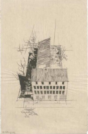 Gsaenger, Gustav; München, Linprunstr. 69 - 70; Verwaltungsgebäude - Verwaltungsneubau (Vogelperspektive)