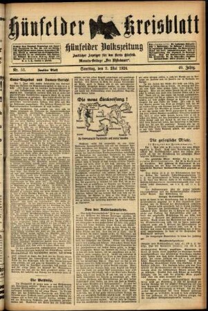 Zweite Ausgabe vom Samstag, den 03. Mai 1924.