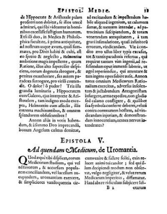 Epistola V. Ad quendam Medicum, de Uromantia.