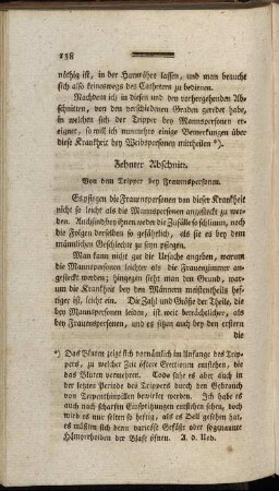 Zehnter Abschnitt. Von dem Tripper bey Frauenspersonen.