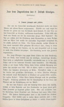 393-403 Aus dem Jugendleben des P. Joseph Kleutgen : Fortsetzung