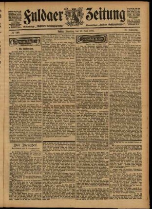 Erste Ausgabe vom Dienstag, den 23. Juni 1903.