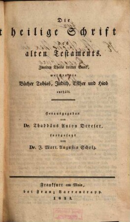 Die Bücher Tobias, Judith, Esther und Hiob