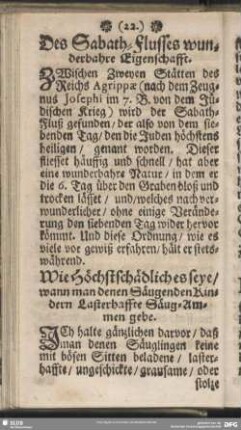 Wie Höchstschädlich es seye, wann man denen Säugenden Kindern Lasterhaffte Säug-Ammen gebe