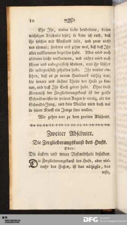 Zweiter Abschnitt. Die Zergliederungskunst des Hufs.