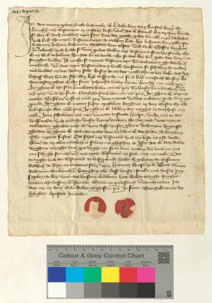 Testament des Ludeke van dem Borstel, Bürger in Lüneburg, besiegelt durch die Ratsmannen Hermen Cruse und Albert Elvers.