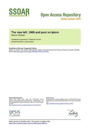 The new left: 1968 and post scriptum
