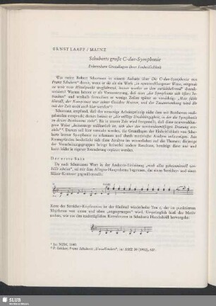 Schuberts große C-dur-Symphonie. Erkennbare Grundlagen ihrer Einheitlichkeit