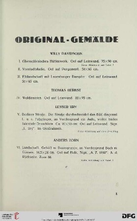 Original-Gemälde (Nr. I-VI)