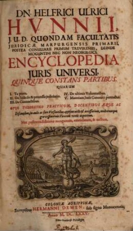 Dn. H.U.H. Encyclopaedia iuris universi ...