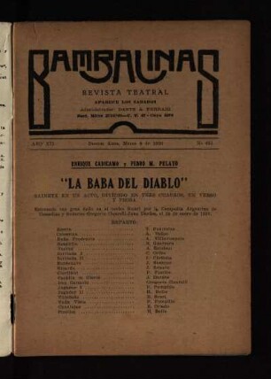 La baba del diablo : sainete en un acto, dividido en tres cuadros, en verso y en prosa