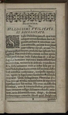 Proemium De Syllogismi Utilitate Et Necessitate