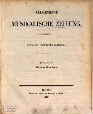 Allgemeine musikalische Zeitung. 49. 1847