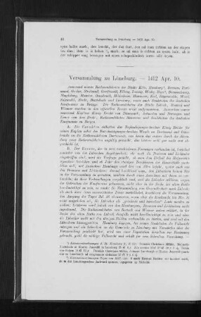 Versammlung zu Lüneburg. - 1412 Apr. 10.