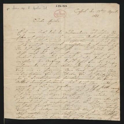 Brief an Emilie Zahn : 17.04.1852