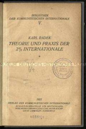 Schrift über das theoretische und praktische Konzept der 2 1/2 Internationale