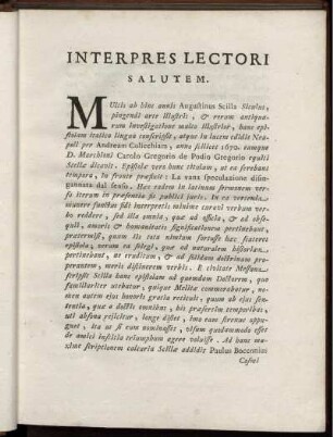 Interpres Lectori Salutem.