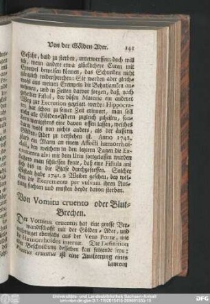 Von Vomitu cruento oder Blut-Brechen.
