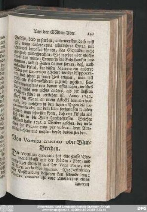 Von Vomitu cruento oder Blut-Brechen.