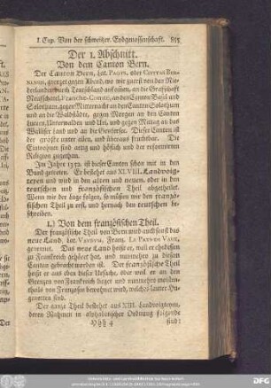 Der 1. Abschnitt. Von dem Canton Bern.