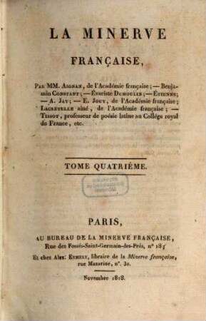 La minerve française. 4. 1818