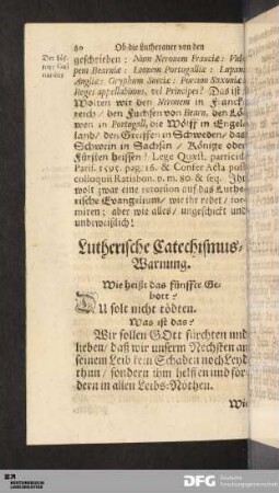 Ob die Lutheraner von den Papisten unaußsprechlich gehasset werden?