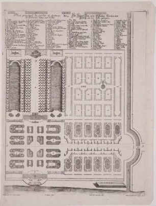 Plan des Schlosses Pillnitz mit dem barocken Lustgarten bei Dresden, No. 12, Blatt 236 aus Engelbrechts Architekturwerk