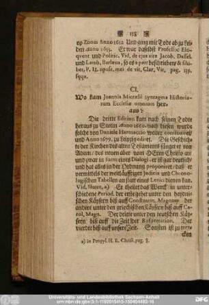CI. Wo kam Ioannis Micraelii Syntagma Historiarum Ecclesiae omnium heraus?