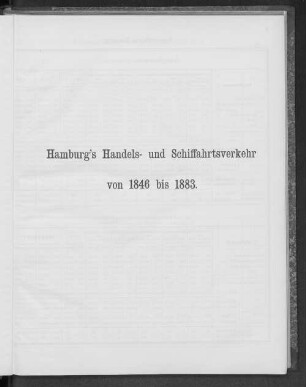 Hamburg's Handels- und Schiffahrtsverkehr von 1846 bis 1883.