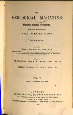 The geological magazine or monthly journal of geology. 5 = No. 43 - 54. 1868