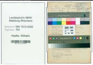 Entnazifizierung Wilhelm Hoefer , geb. 19.07.1897 (Angestellter)