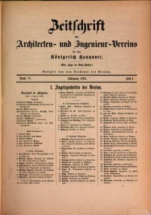 Zeitschrift des Architekten- und Ingenieur-Vereins für das Königreich Hannover. 9. 1863