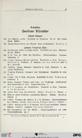 Arbeiten Berliner Künstler (Nr. 182-414)