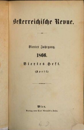 Österreichische Revue. 1866,4/6 = Jg. 4