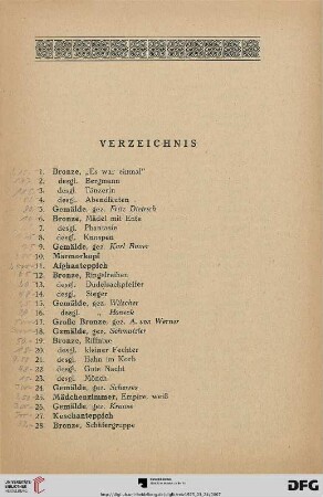 Verzeichnis (Nr. 1-442)